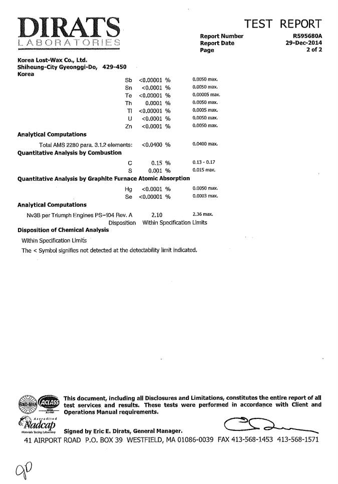 Chemical Composition Report (Cast Part) 2