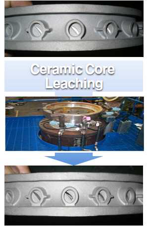 Ceramic Core 리칭 전후 비교 사진