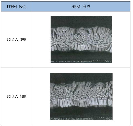 염색공정 후 이형단면 유지 SEM 사진