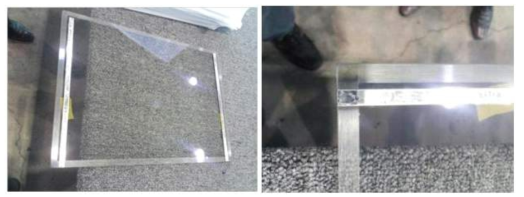 솔더형 리본 부착된 유리(전극 edge-of-glass로 형성) / 부착 후 모습