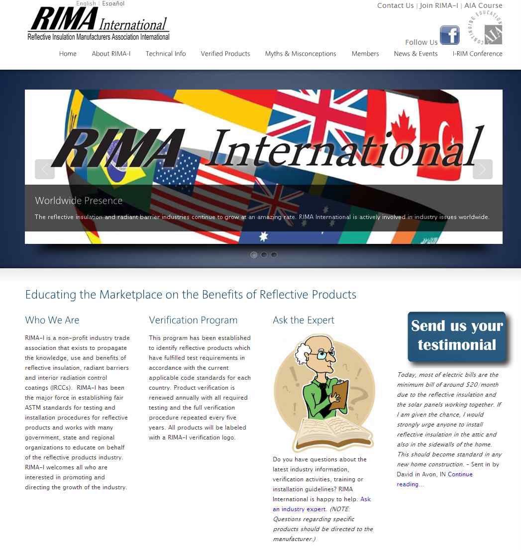 RIMA(Reflective Insulation manufactures Association International)