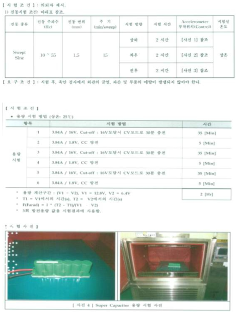 진동시험 조건 및 결과