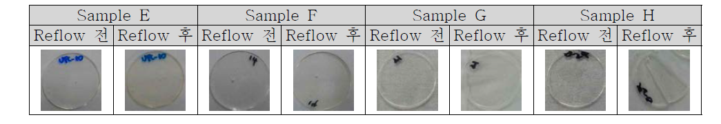 올리고머/모노머 관능기 조절에 따른 리플로우 평가
