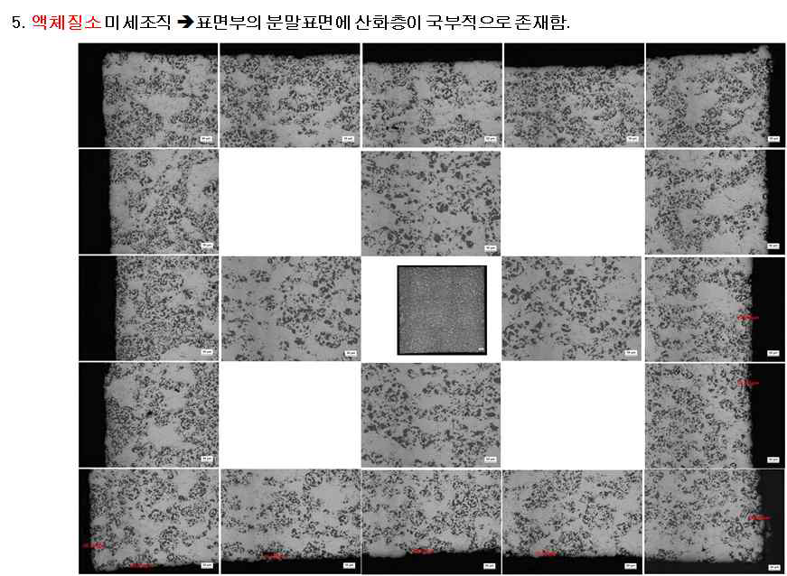 액체질소를 사용하여 소결한 소결체 미세조직