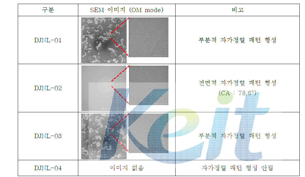 DJNL-1 내지 4의 블록공중합체를 이용한 중성층의 특성평가