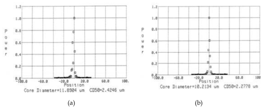 Near-field pattern (a) HN PCF (b) NN PCF 측정결과