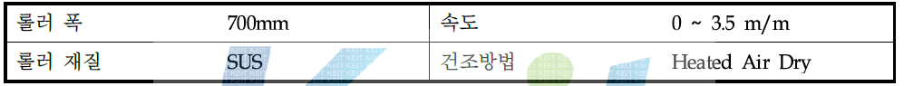 안경테용 Pilot scale 프리프레그 코팅장치의 제원