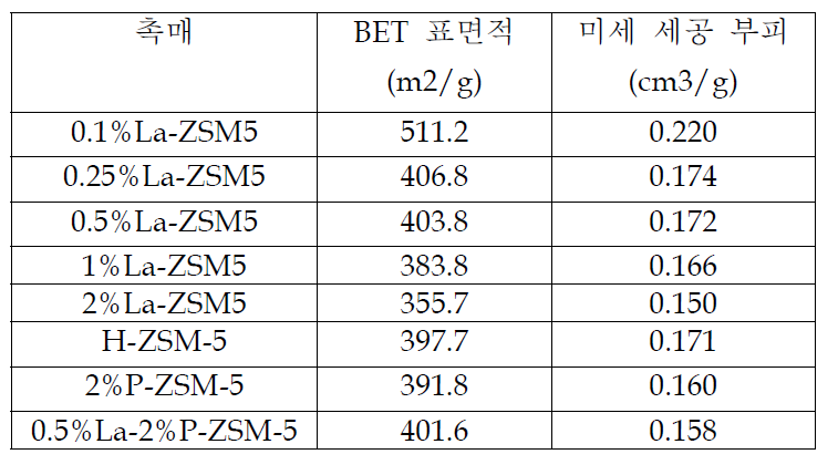 기초촉매 및 제조촉매 BET 측정