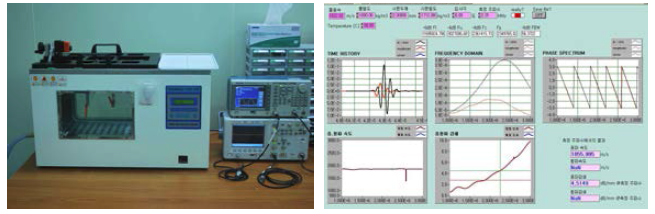 수동 재료 음향 물성 측정/평가 장치 및 평가 결과 예시