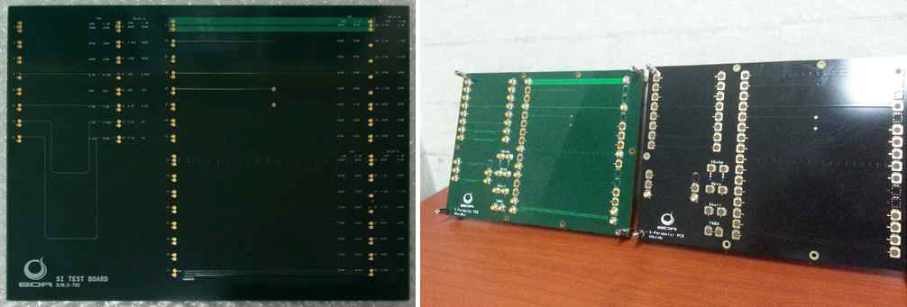 제작 된 시험 PCB 샘플의 예