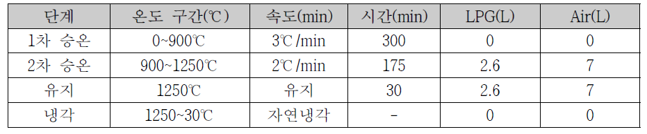 소성 조건(0.3루베)