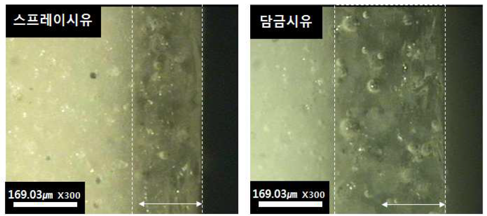 스프레이시유 담금시유 유면사진