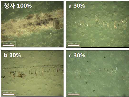 내 스크래치성 측정 후 광학현미경 이미지