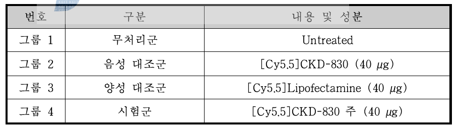 [Cy5.5]CKD-830 정맥 내 투여에 따른 in vivo 이미징 (Optix) 평가