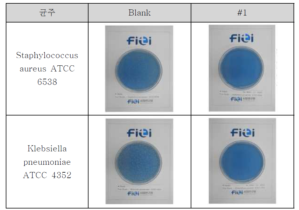 항균성 시험 결과