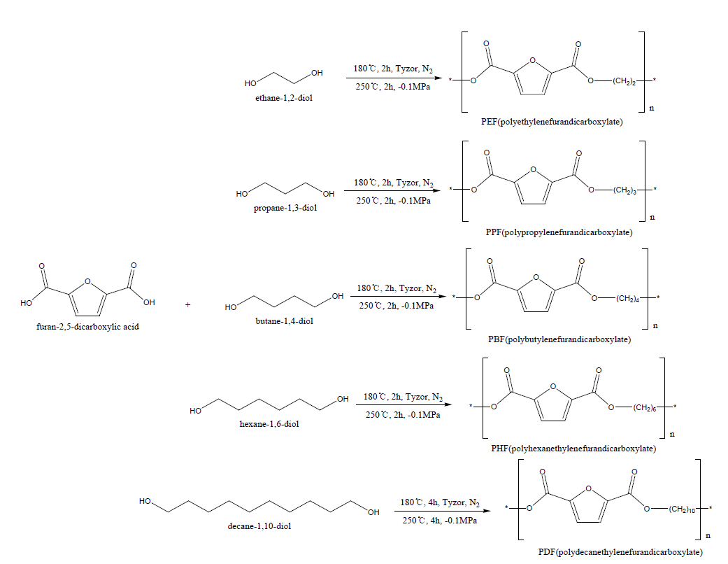 폴리에스터(PEF, PPF, PBF, PHF, PDF)의 합성