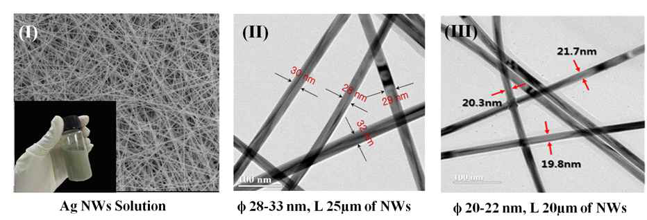 폴리올법에 의해 합성된 Ag nanowire의 SEM사진