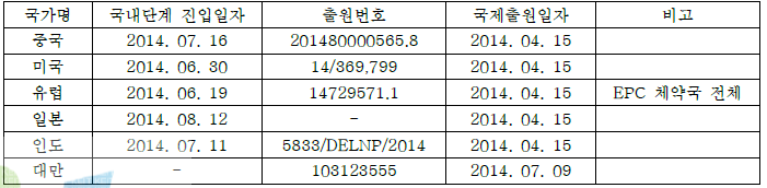 해외 출원 내용