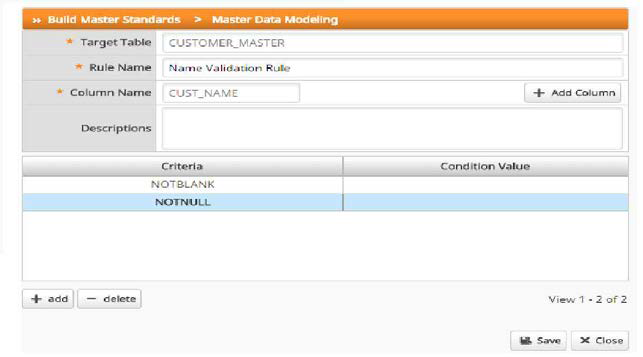 Validation Rule 구성 화면