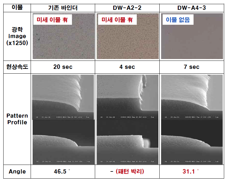 Binder polymer A시리즈의 Resist화 검토