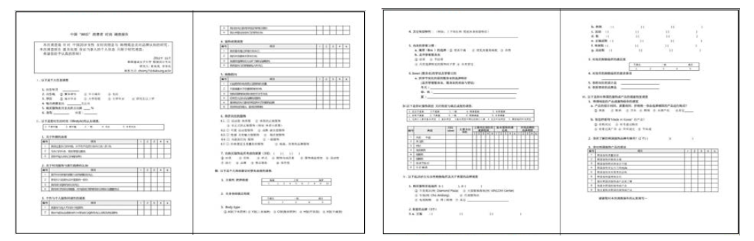 중국 소비자 수요조사 설문지