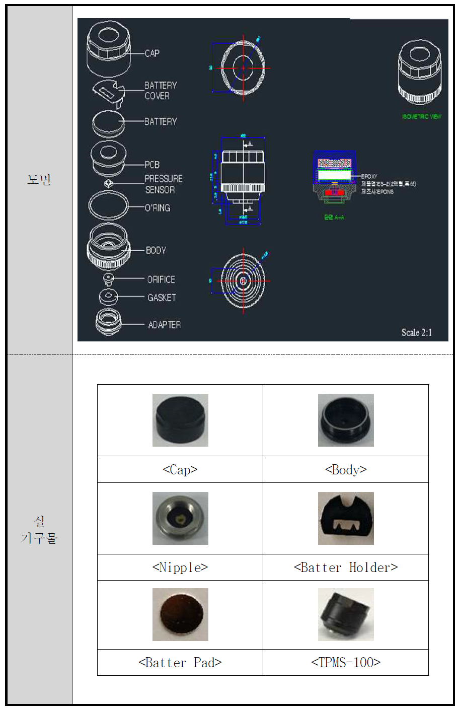 TPMS 모듈 도면 및 실 기구물