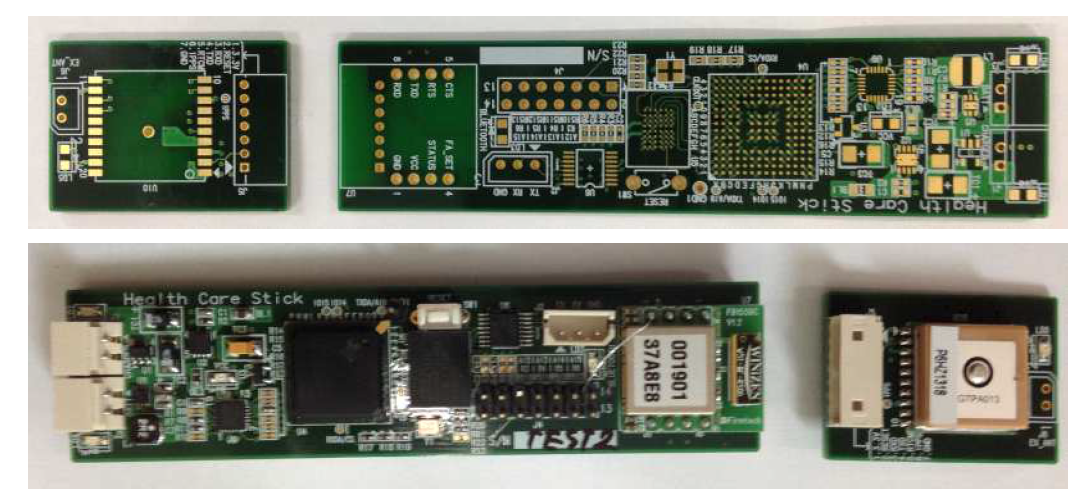 조립 전의 PCB(상), 조립된 PCB(하)