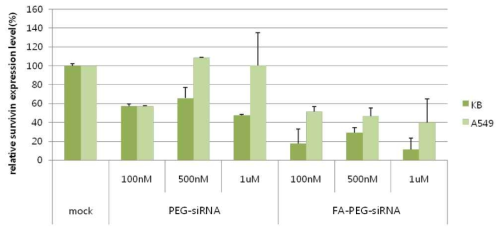 FA 부여에 따른 siRNA의 세포 전달 효율 분석.
