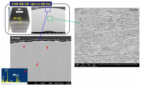 파단부 단면의 개재물 분석
