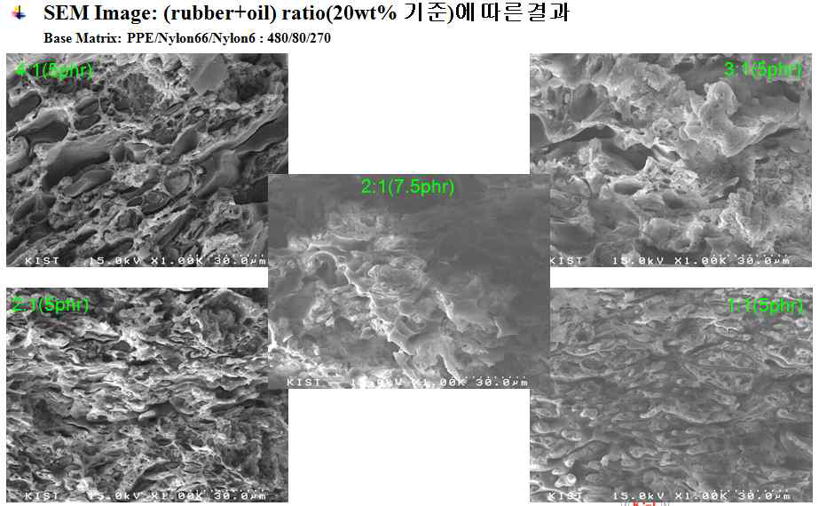 상용화제 함량에 따른 SEM Image