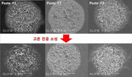 고온 진공 소성 결과에 따른 에미터의 표면 형상 변화