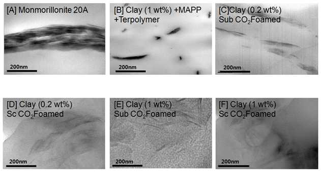 6 TEM images of the clay and nanocomposites