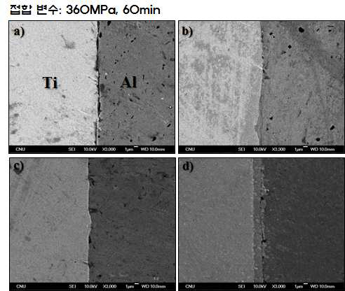 접합 온도에 따른 알루미늄/타이타늄 접합의 금속간 화합물 생성 관찰