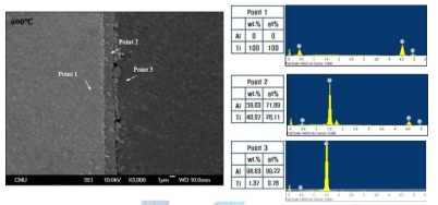 EDX를 이용한 알루미늄/타이타늄 접합에서 금속간 화합물 상(phase)