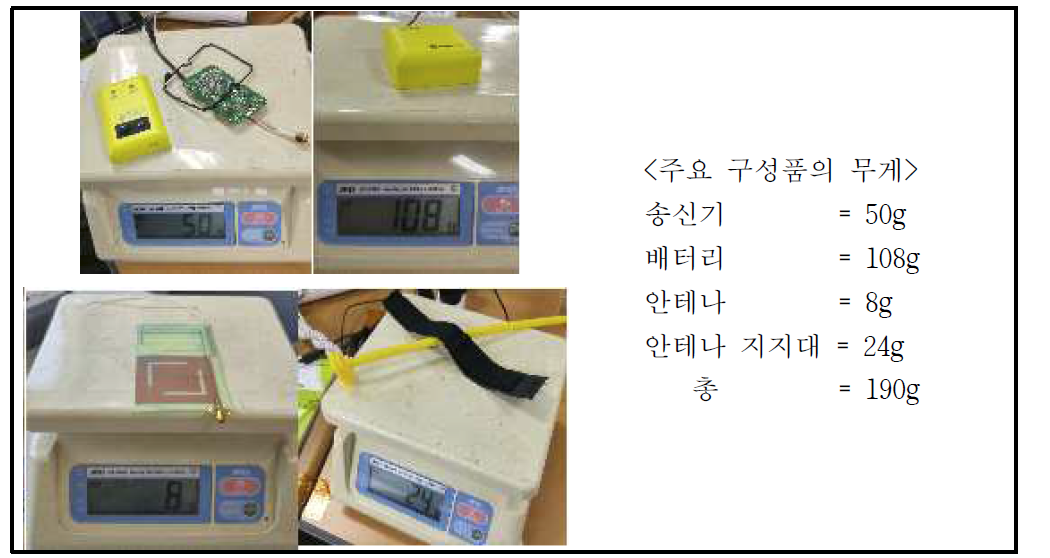 복합 단말기 구성품별 무게 측정