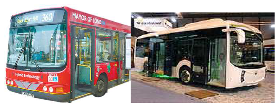 영국 런던과 스페인 마드리드 시의 디젤 하이브리드 버스