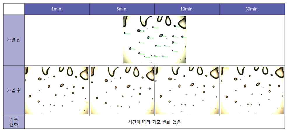 점착층에 침투한 기포의 열(200℃)에 의한 변화