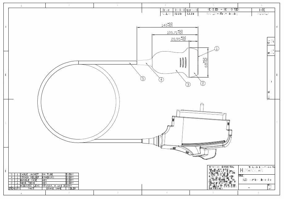 192ch linear array Probe 시제품 도면