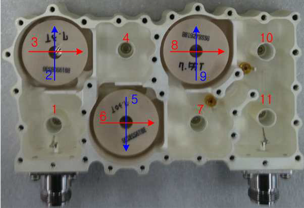 Mixed coaxial and dual mode DR filter (0.9mm wall thickness)