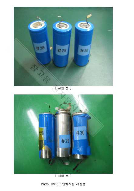 26650_NE 단락 실험 전후의 사진