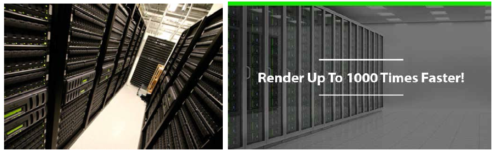 RenderCore사의 렌더팜(좌), RenderNow사의 렌더팜(우)