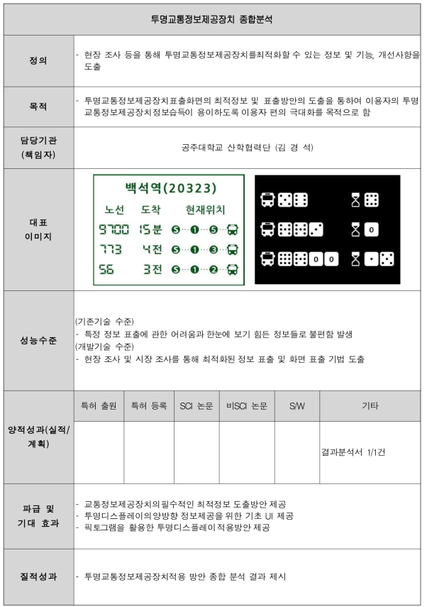 투명교통정보제공장치 종합분석 연구결과