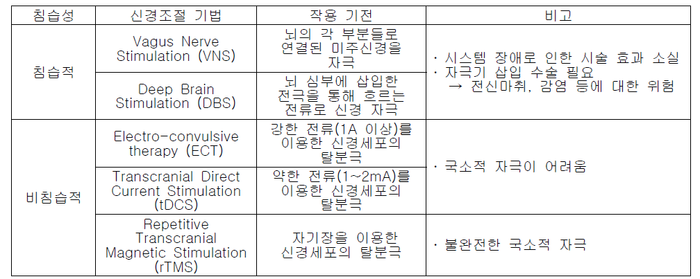 신경조절 기법의 특징