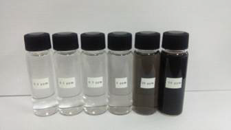 Black pigment의 농도에 따른 용액의 색 변화