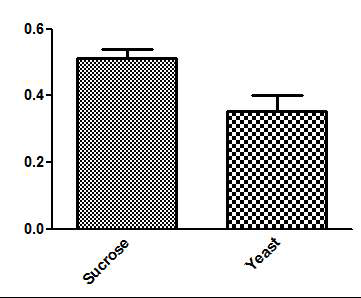 Sucrose 와 Yeast의 섭식양 비교