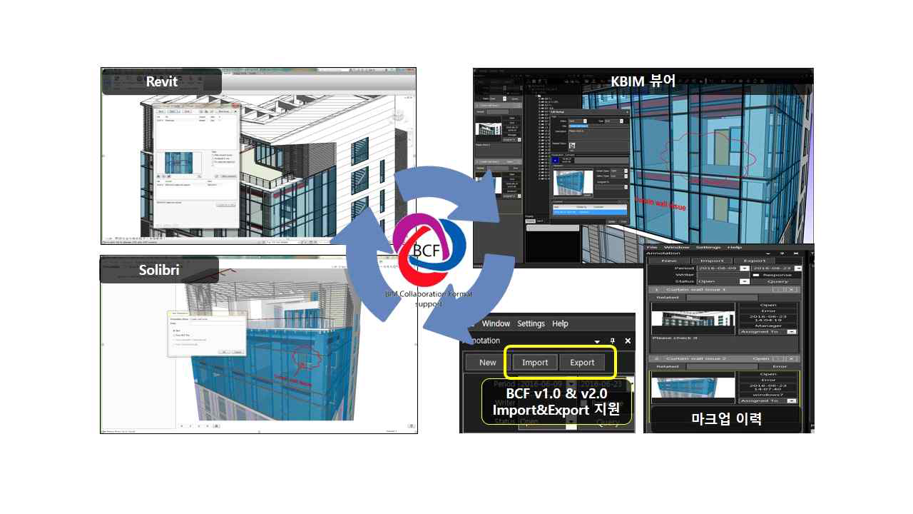 KBim 뷰어 BCF 기반 설계 협업 상호 연동 기능