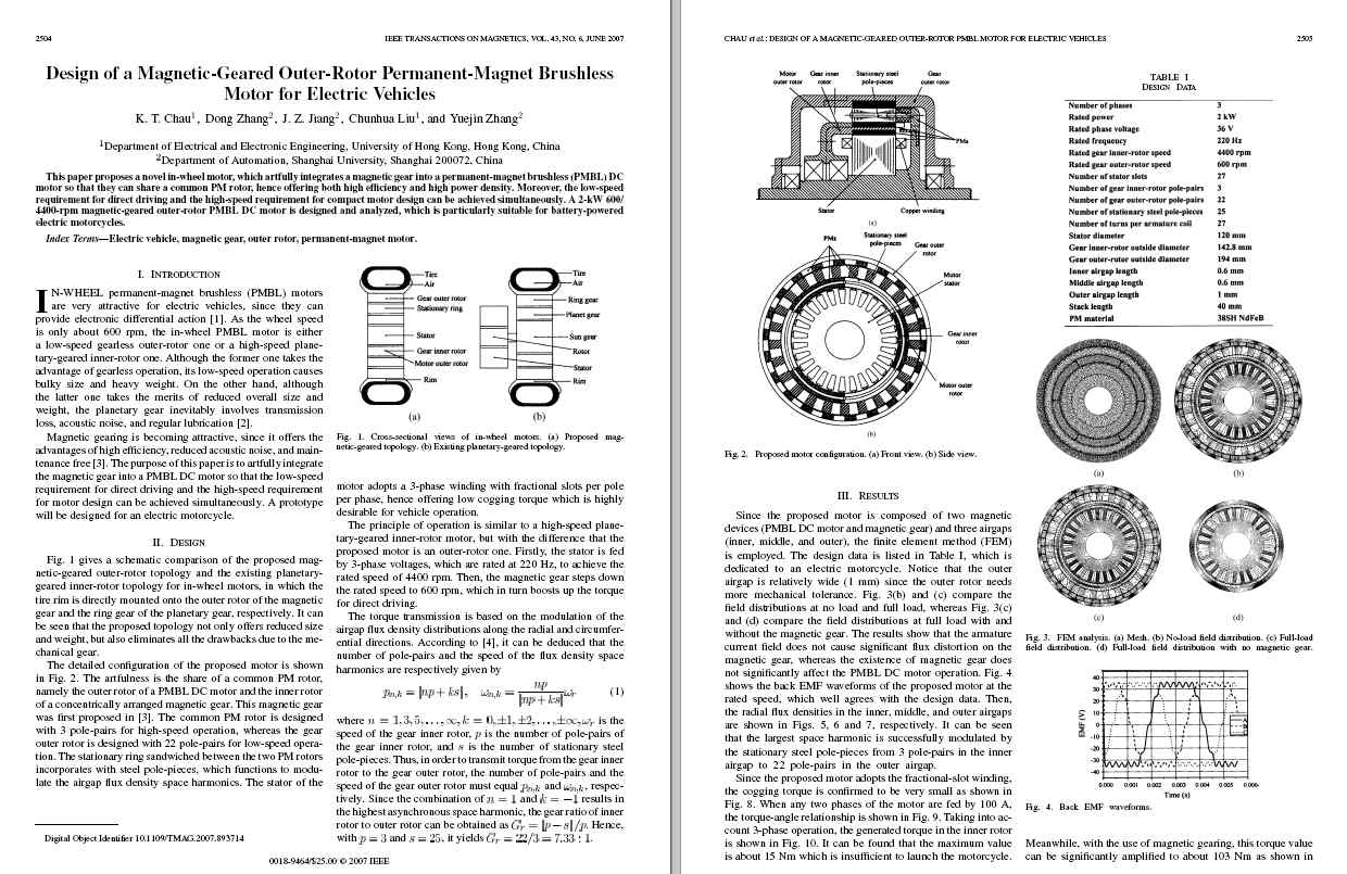 마그네틱 기어드 영구자석 동기전동기 관련 핵심논문