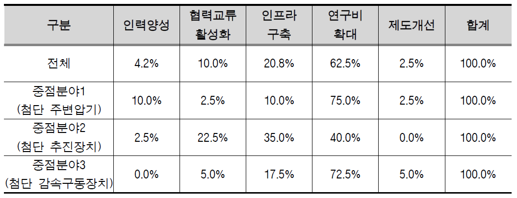 중점분야별 정부시행방안 결과