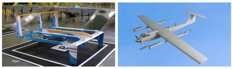 아마존의 Prime Air(좌) 및 Arcturus UAV의 JUMP 20(우)