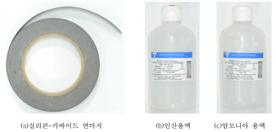 시편 표면 연마 및 세척에 사용된 기자재